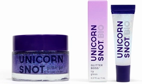 UNICORN SNOT Face & Body Glitter & Lip Gloss Bundle - Makeup for Festivals, Raves, Anime Cosplay - Safe for Face, Easy Application & Removal (Ultraviolet & Cosmos)