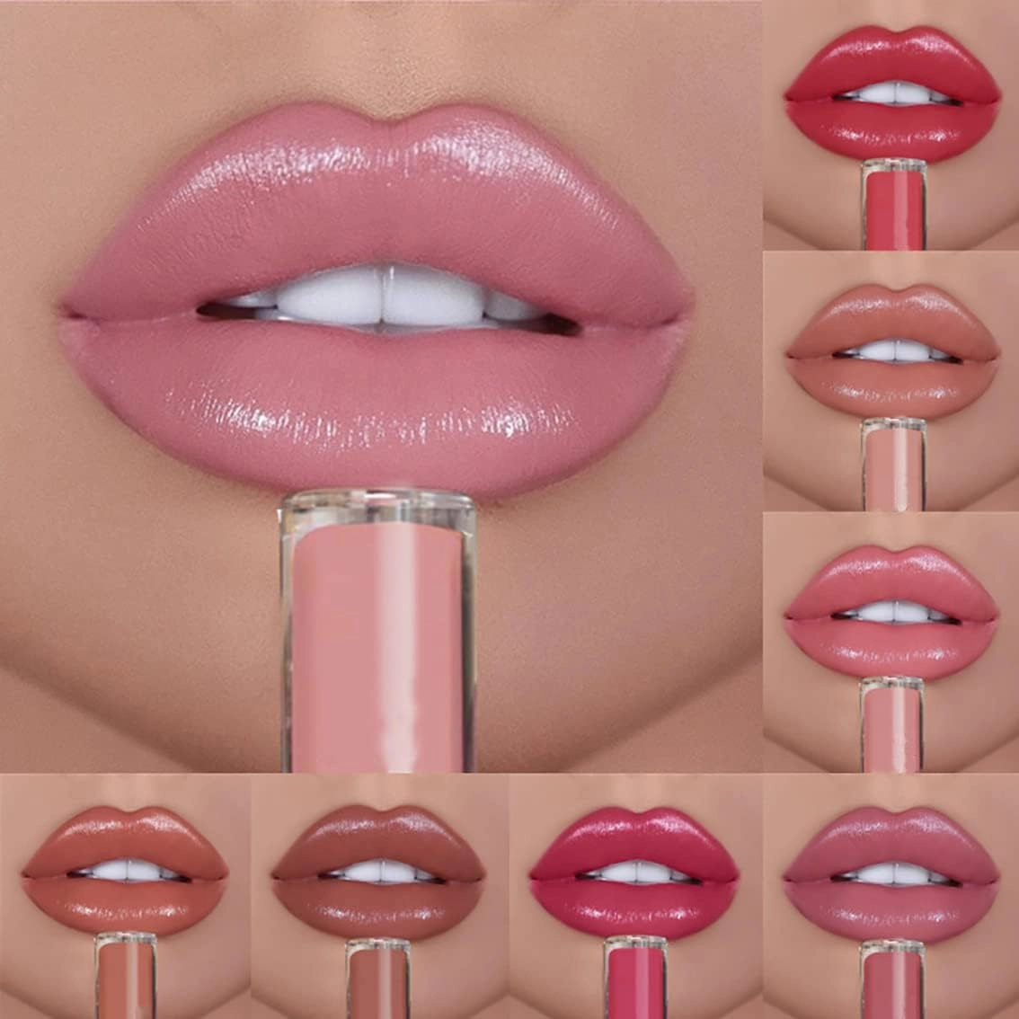 Upgrade 12 Color Cream Lip Gloss, Long-Lasting Moisturizing Velvet Lip Lipstick, Non-Stick to Cup, Non-Fading, Waterproof, Hydrating Lip Tint Natural Jelly Lipstick (012#, 6 ML)