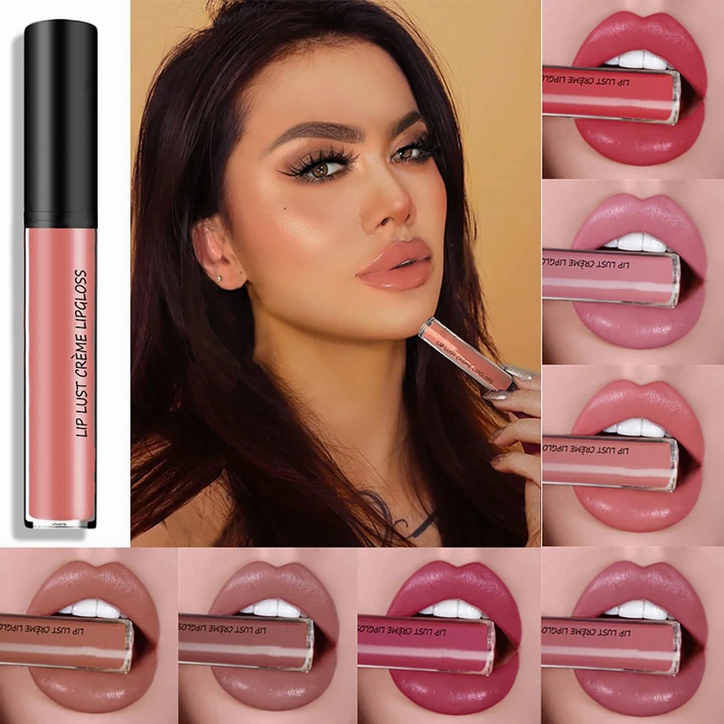 Upgrade 12 Color Cream Lip Gloss, Long-Lasting Moisturizing Velvet Lip Lipstick, Non-Stick to Cup, Non-Fading, Waterproof, Hydrating Lip Tint Natural Jelly Lipstick (012#, 6 ML)
