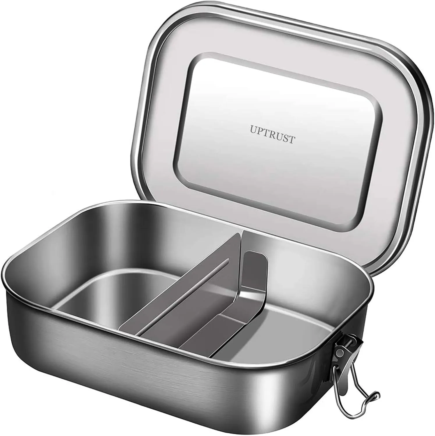 UPTRUST Leak Proof Stainless Steel Lunch Food Container, 1200ML/40oz Large Bento Boxes Metal Lunch Box for Kids or Adults - Lockable Clips Adjustable Divider included