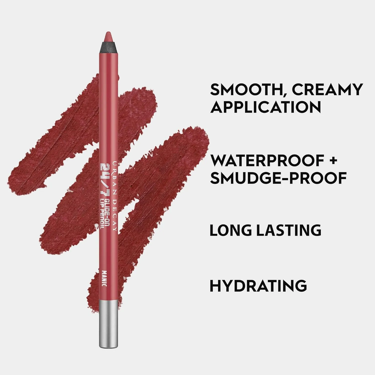 Urban Decay 24/7 Glide-On Waterproof Lip Pencil, Smudge-Proof, Longwearing Lip Liner, Smooth & Creamy Colors, Moisturizing Formula with Vitamin E, Prevents Lip Color from Feathering - 0.04 oz