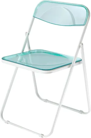 Urban Lifestyle Transparent Acrylic Modern Folding Chair with Chrome Frame, Mint