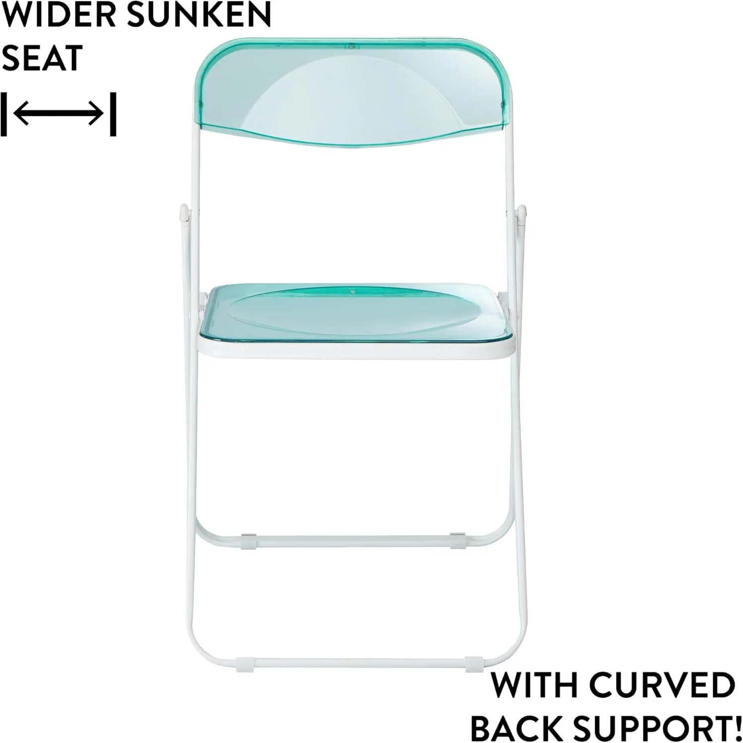 Urban Lifestyle Transparent Acrylic Modern Folding Chair with Chrome Frame, Mint