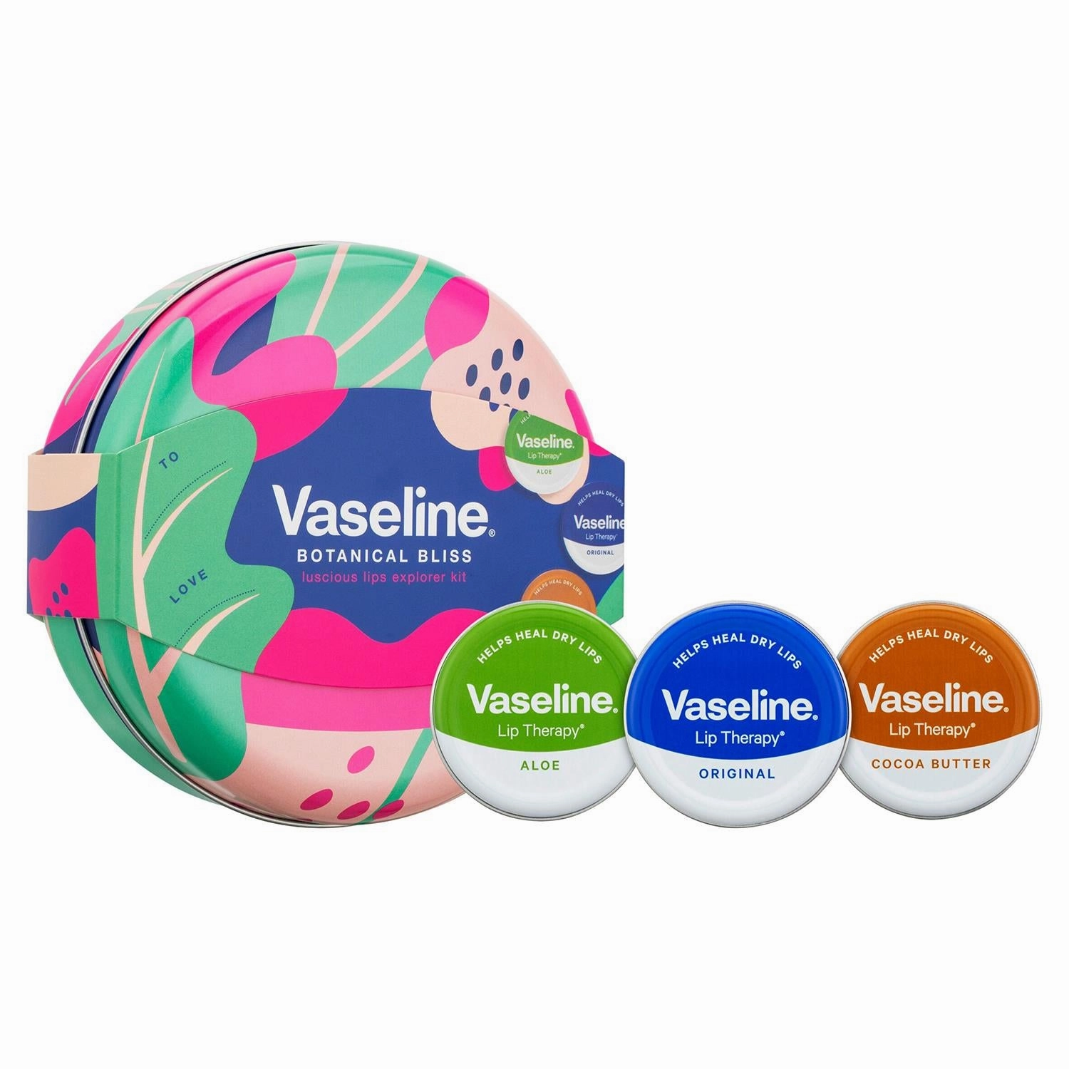 Vaseline Botanical Bliss Luscious Lips Collection Lip Balm 3pcs Gift Set for Her