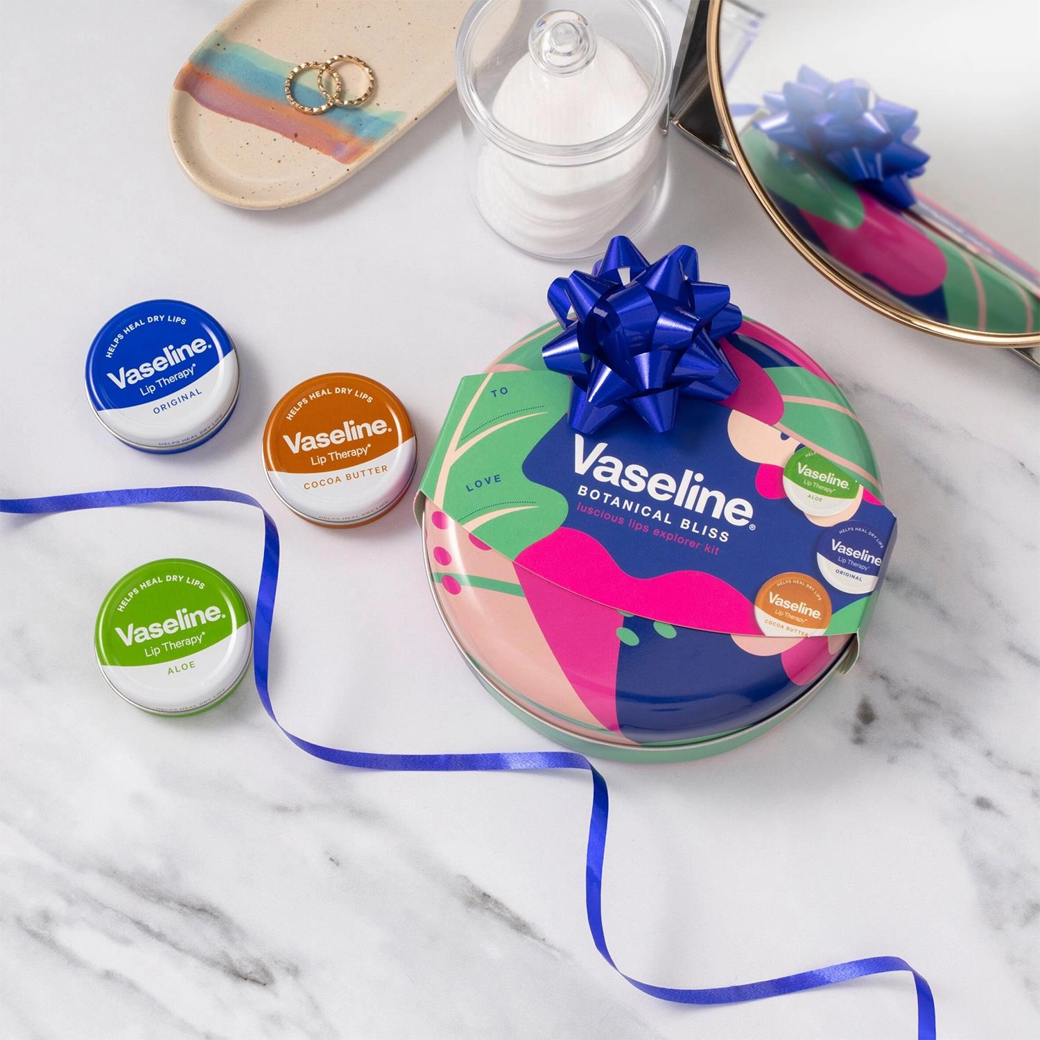 Vaseline Botanical Bliss Luscious Lips Collection Lip Balm 3pcs Gift Set for Her