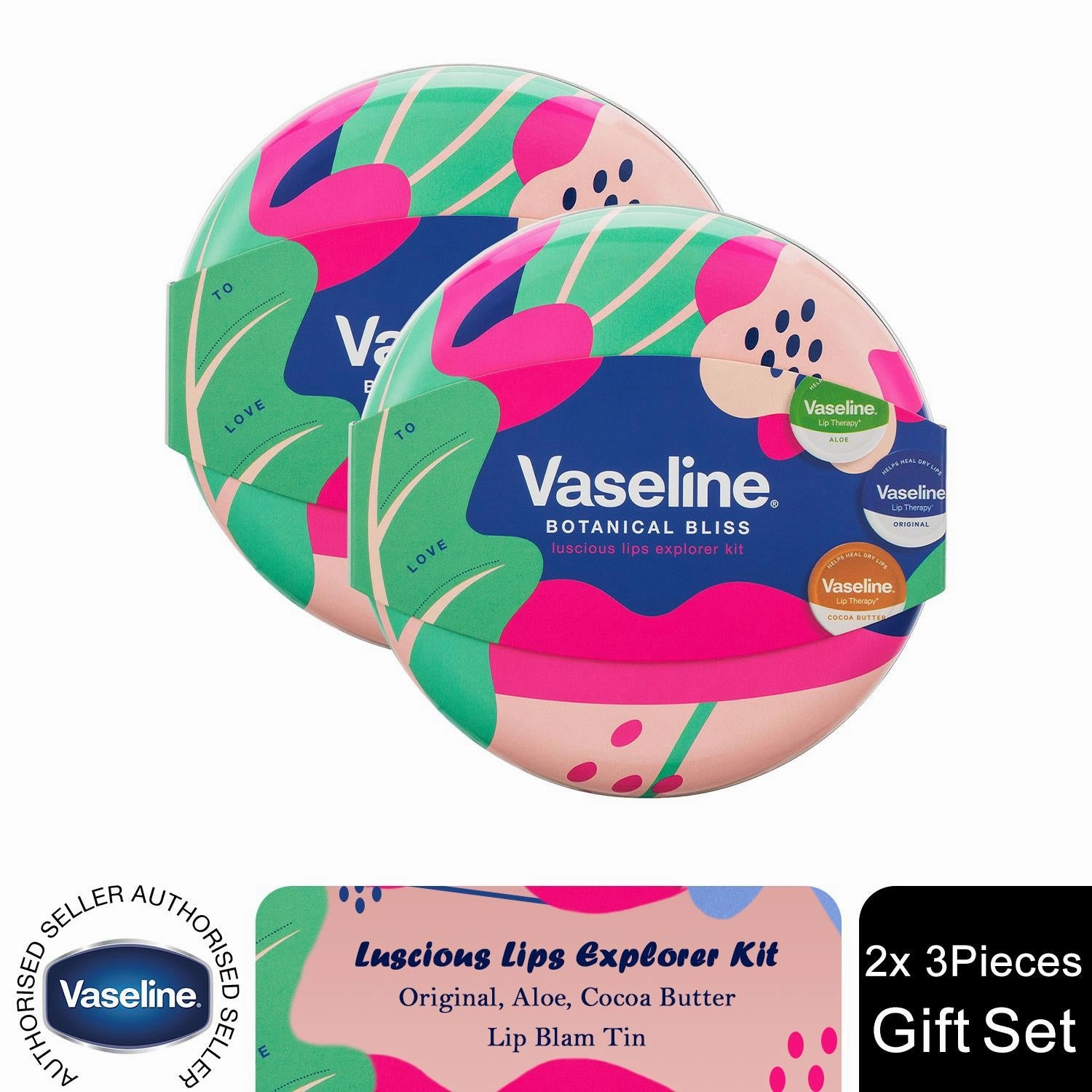 Vaseline Botanical Bliss Luscious Lips Collection Lip Balm 3pcs Gift Set for Her