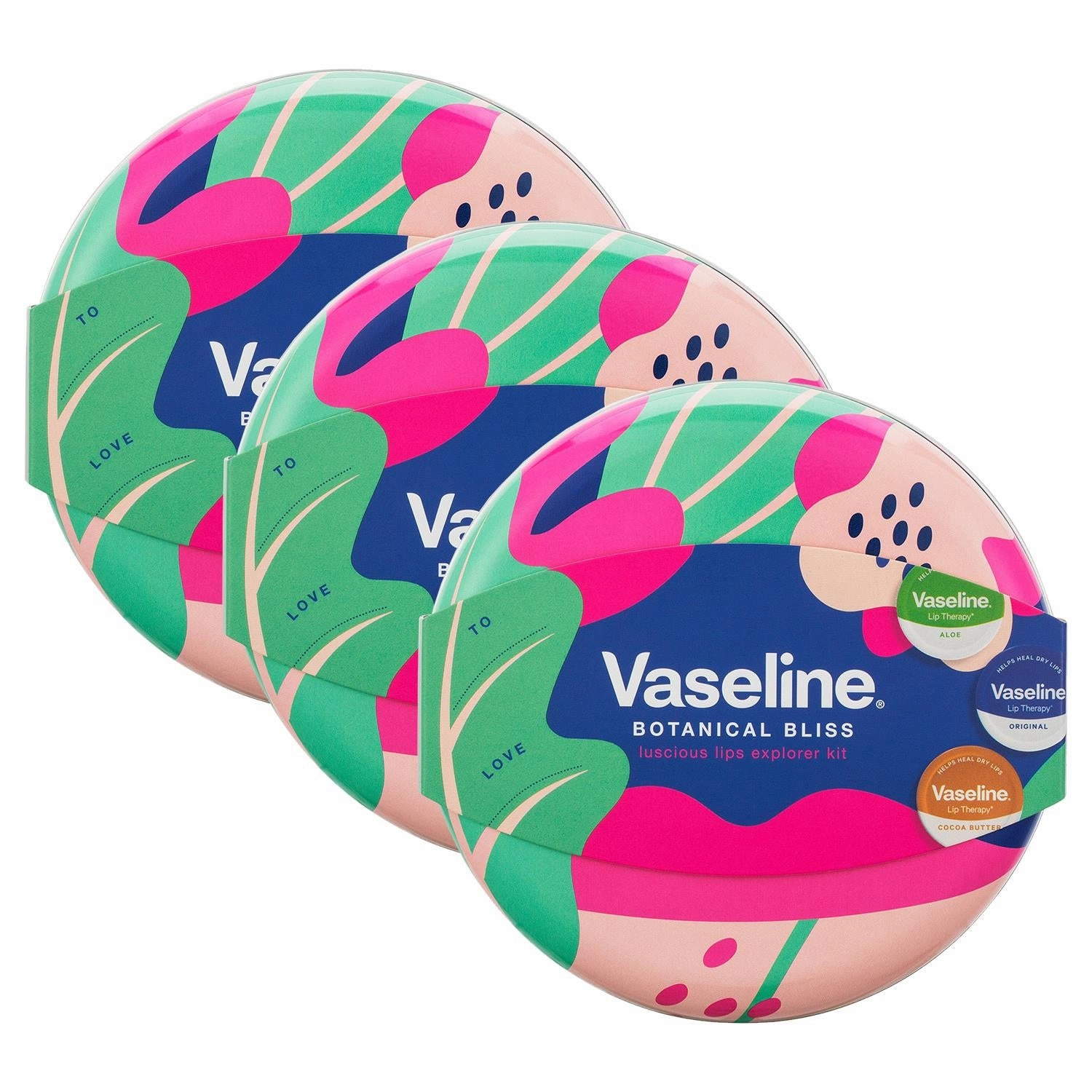 Vaseline Botanical Bliss Luscious Lips Collection Lip Balm 3pcs Gift Set for Her