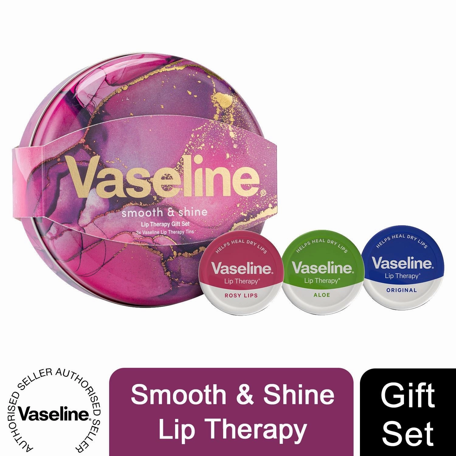 Vaseline Rosy, Coca & Aloe Lip Therapy Selection 3pcs Gift Tin Set For Her