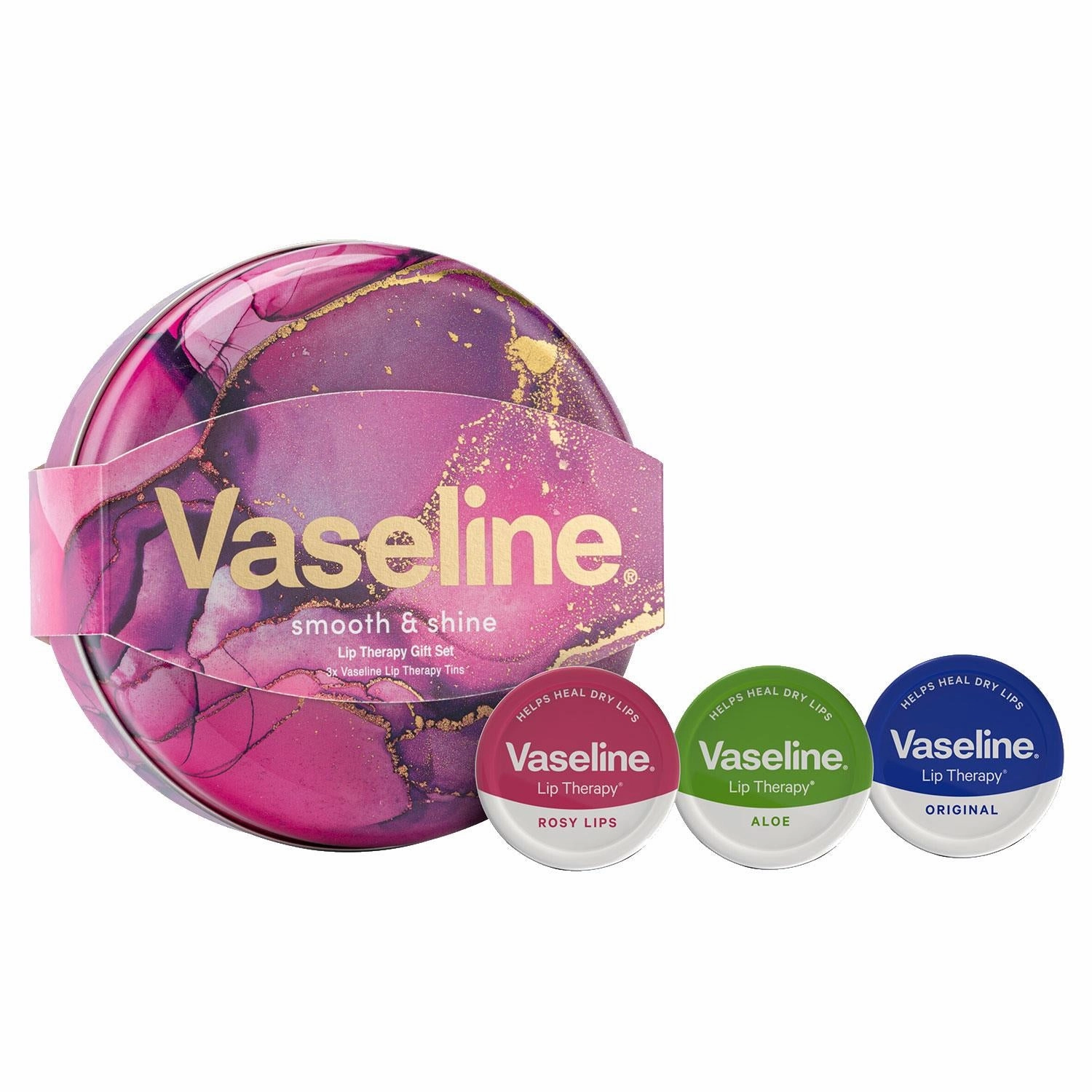 Vaseline Rosy, Coca & Aloe Lip Therapy Selection 3pcs Gift Tin Set For Her