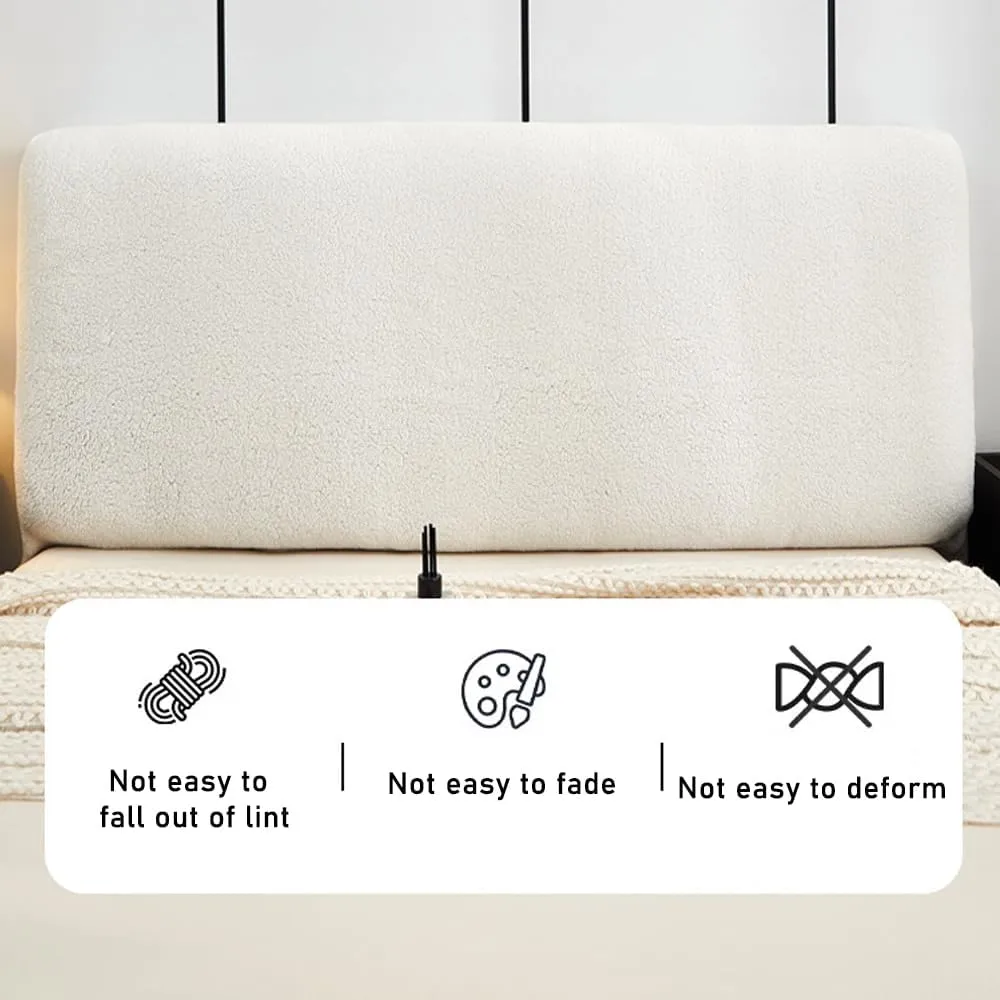 Velvet Bed Headboard Cover for Queen Cal King Size Stretch Headboard Slipcover, Thicken Bed Head Cover Dustproof Headboard Protector for Bedroom Décor (White, 2m/78.7in)