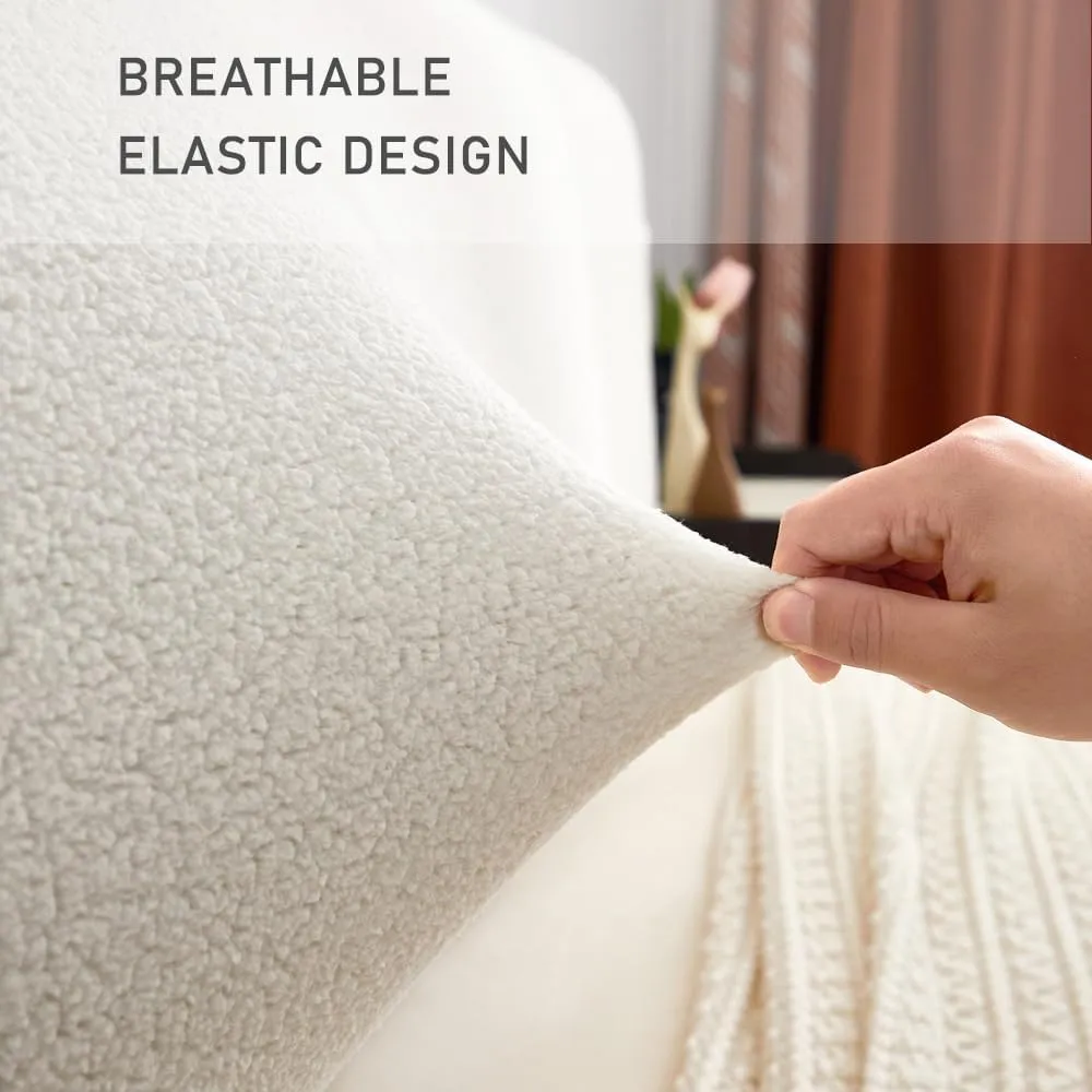 Velvet Bed Headboard Cover for Queen Cal King Size Stretch Headboard Slipcover, Thicken Bed Head Cover Dustproof Headboard Protector for Bedroom Décor (White, 2m/78.7in)