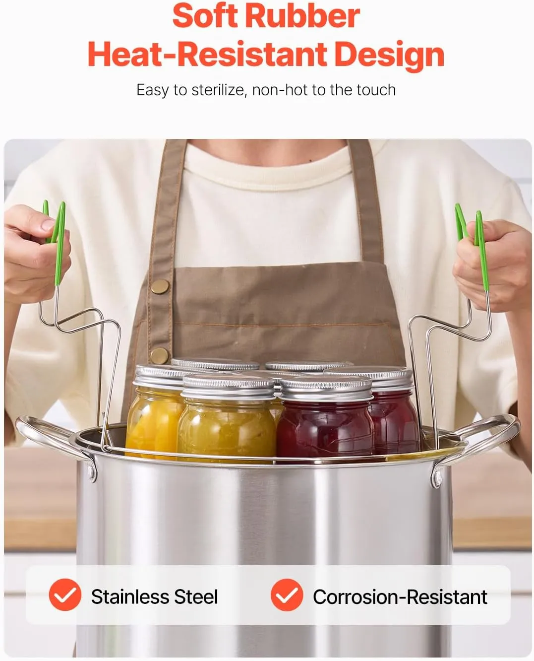 VEVOR 21 QT Canning Pot with Rack and Lid, Stainless Steel Waterbath Canner with Dual Handle and Glass Lid, Compatible with All Cooktops: Induction, Gas, Electric, Glass, Ceramic, Halogen