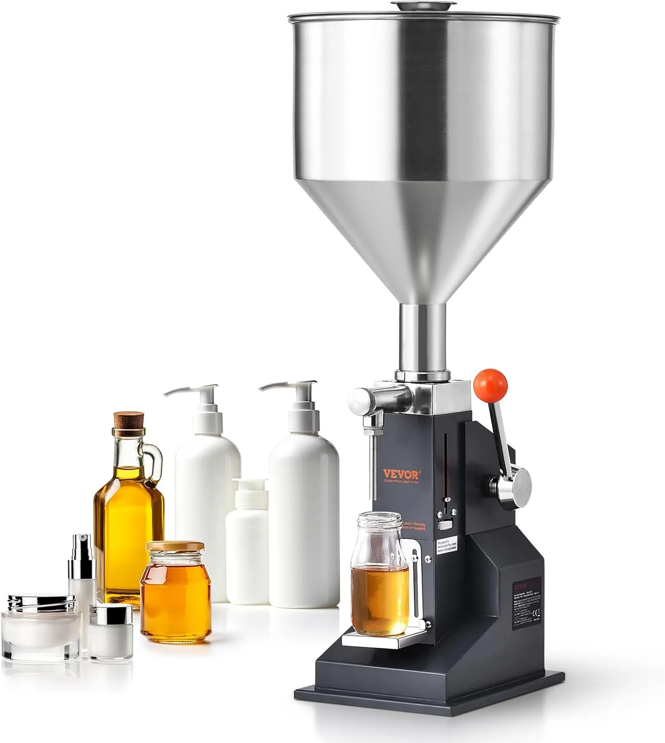 VEVOR A03 Manual Paste Liquid Filling Machine, 5-50ml Adjustable Bottle Filling Machine with 10L Hopper for Filling Paste/Cream/Cosmetic/Perfume/Drink/Medicine/Shampoo/Lip Gloss