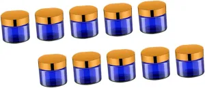VICASKY 12pcs Blue Glass Cream Bottle Sample Jar Mini Size Cosmetics Storage Jar for Travel