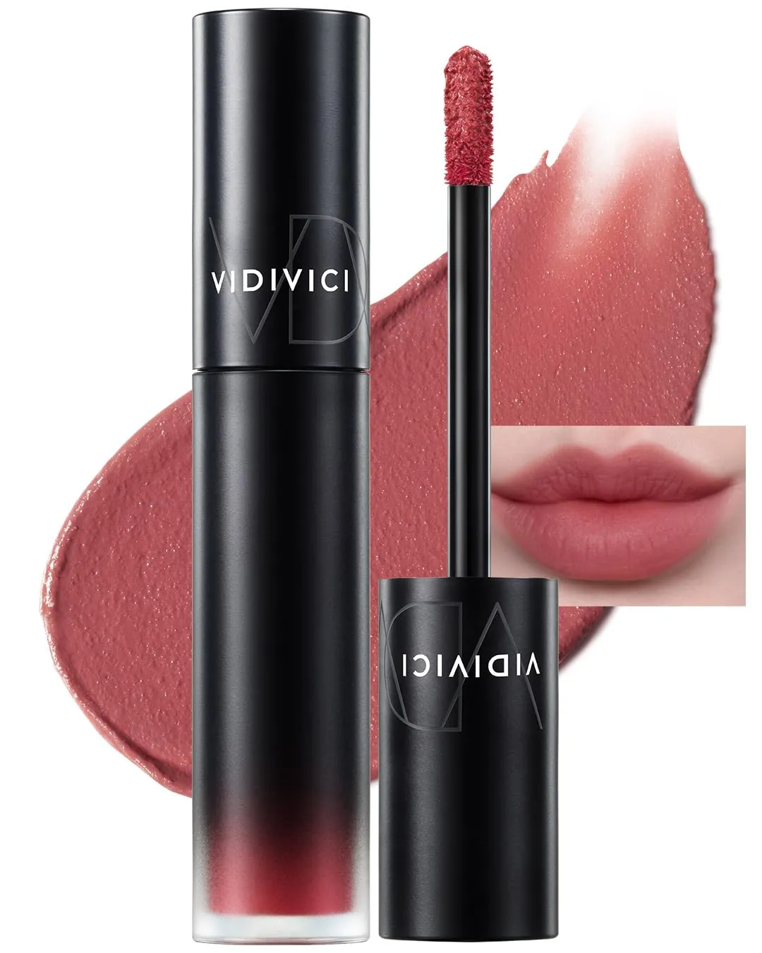 VIDIVICI Millennial Velvet Lip Tint - Thin, Comfortable & Long-Lasting Wear with Matte Finish - Seamless, Rich and Vibrant Shades - Moisture-Filled & Lightweight Texture. 0.15 fl.oz. (03 ROSY MUSE)