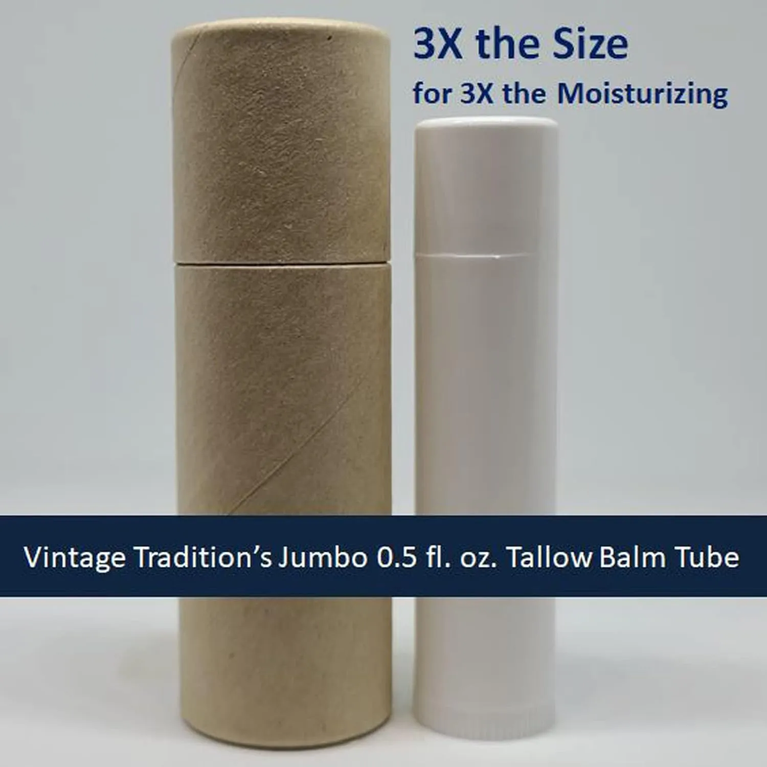 Vintage Tradition Moisturizing Beef Tallow Lip Balm – Tube Lip Moisturizer with Peppermint Essential Oil Hydrates & Soothes Dry Lips – Grass-Fed Tallow Balm for Skin Care, 0.5 Fl. Oz.