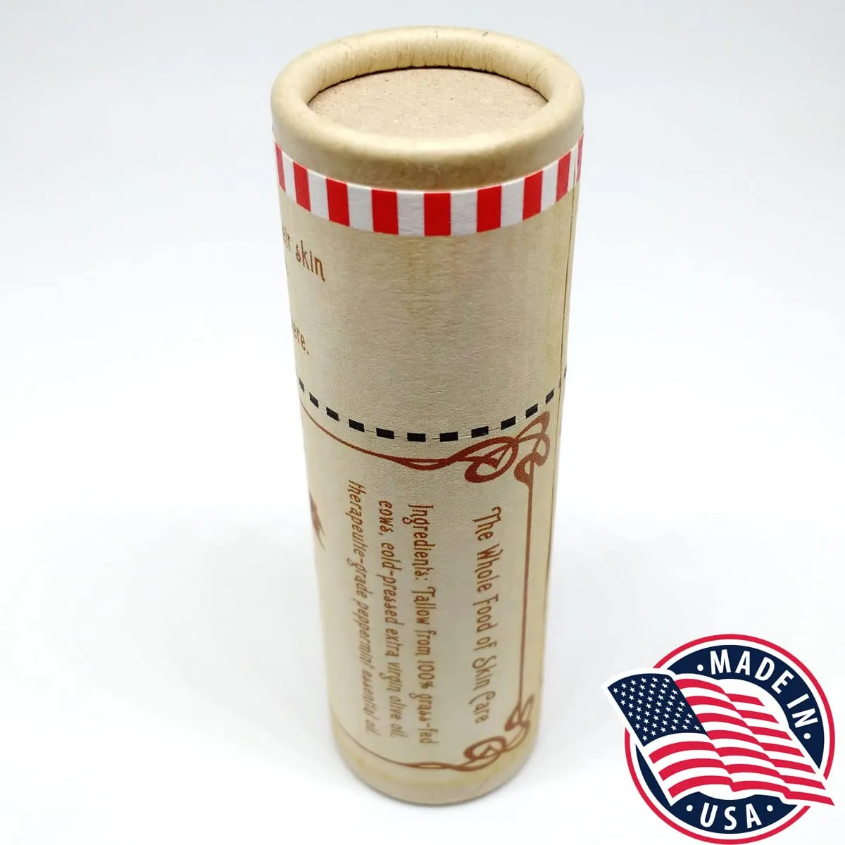 Vintage Tradition Moisturizing Beef Tallow Lip Balm – Tube Lip Moisturizer with Peppermint Essential Oil Hydrates & Soothes Dry Lips – Grass-Fed Tallow Balm for Skin Care, 0.5 Fl. Oz.