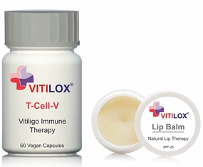 Vitiligo Vitilox® Lip Balm and T-Cell-V Immune Therapy Capsules
