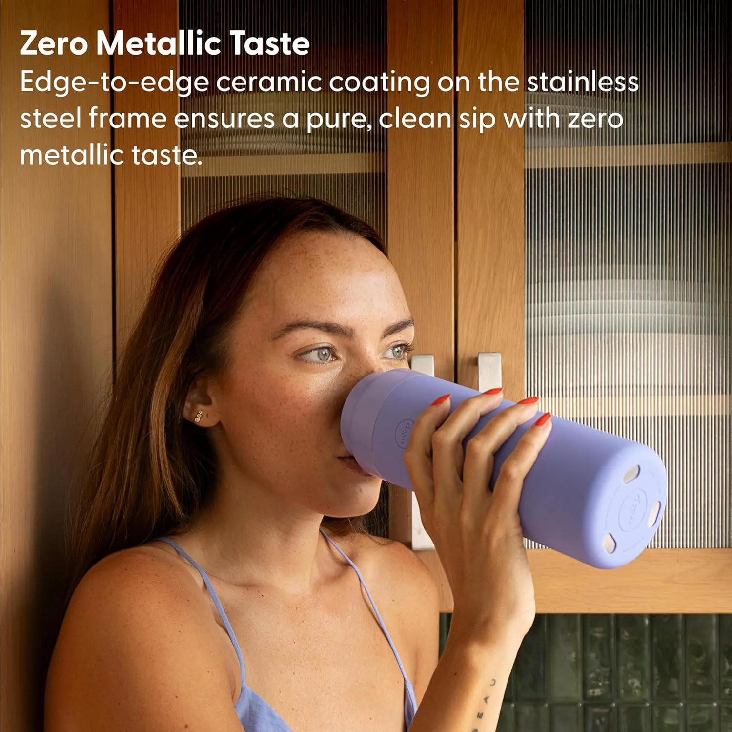 W&P Porter Insulated Bottle 20 oz | Clean Taste Ceramic Coating for Water, Coffee, & Tea | Wide Mouth Vacuum Insulated | Dishwasher Safe, Cream Terrazzo