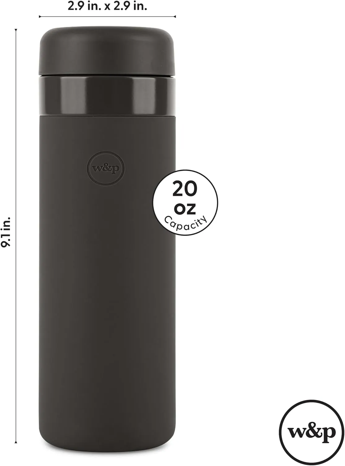 W&P Porter Insulated Bottle 20 oz | Clean Taste Ceramic Coating for Water, Coffee, & Tea | Wide Mouth Vacuum Insulated | Dishwasher Safe, Cream Terrazzo