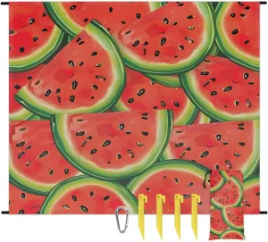 Watermelon Beach Blanket, Sandproof Beach Mat, Adults Waterproof Quick Drying Sand Free Mat with 4 x Ground Spikes for Outdoor Travel Camping Hiking, Fruit Watermelon