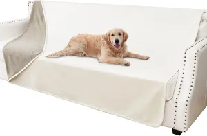 Waterproof Dog Blankets, Washable Pee Proof Pet Blanket for Couch, Soft Reversible Puppy Throw Furniture Protector Cover for Bed Sofa-52"x82",Beige Khaki