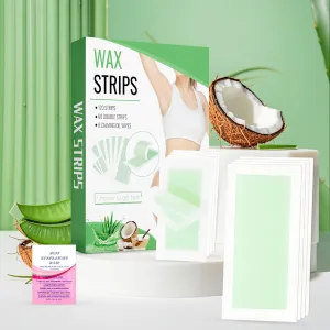 Wax Strips Body Hair Removal 120 Strips 2 Sizes and 8 Oil Wipes Bikini Waxing Strip Dual Sides Brazilian Wax for Women Men Face Arms Legs Underarm Back Waxing Kit Suit Many Skin Aloe Flavor