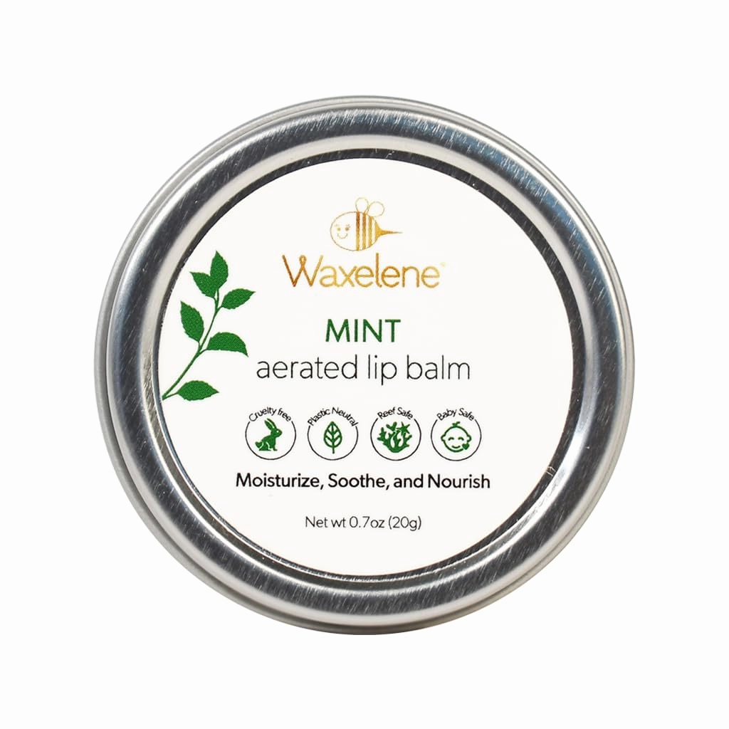 Waxelene Mint Aerated Lip Balm Tin, Best Lip Balm Ever Organic Multipurpose Ointment Baby Eczema Dry Sensitive Skin Chapped Lips Face Moisturizer