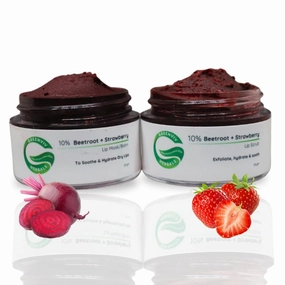 WF Beetroot and Strawberry Lip Care Set, Lip Scrub and Mask Balm for Dry Lips, 20g, Pack of 2