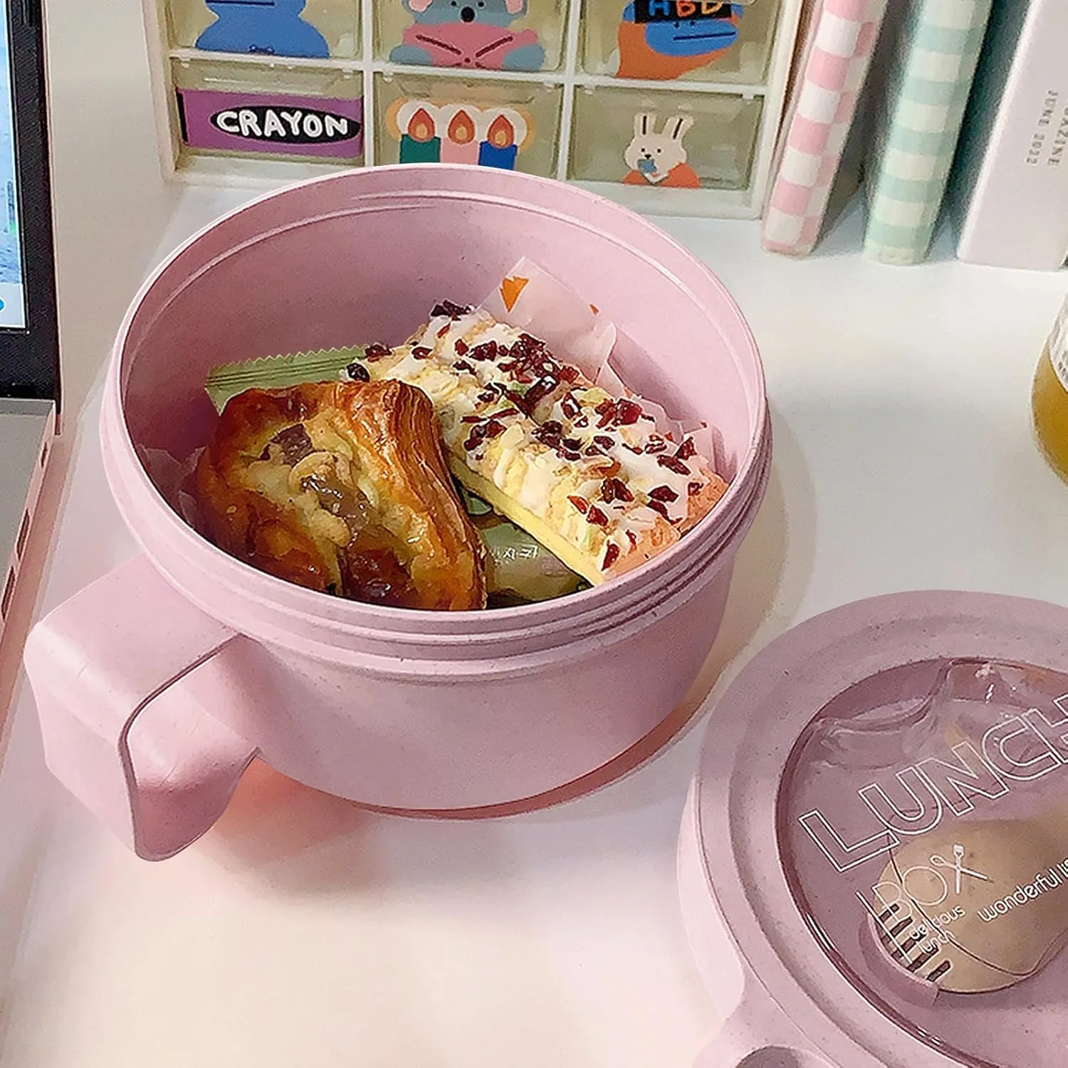 Wheat Straw Microwave Ramen Bowl Set Noodle Bowls,Microwave Safe Instant Noodles Soup Bowls, Easy-Grip Design for On-the-Go, for Soup Oatmeal Gumbo Salad Rice Cereal & More - BPA-Free(Pink)