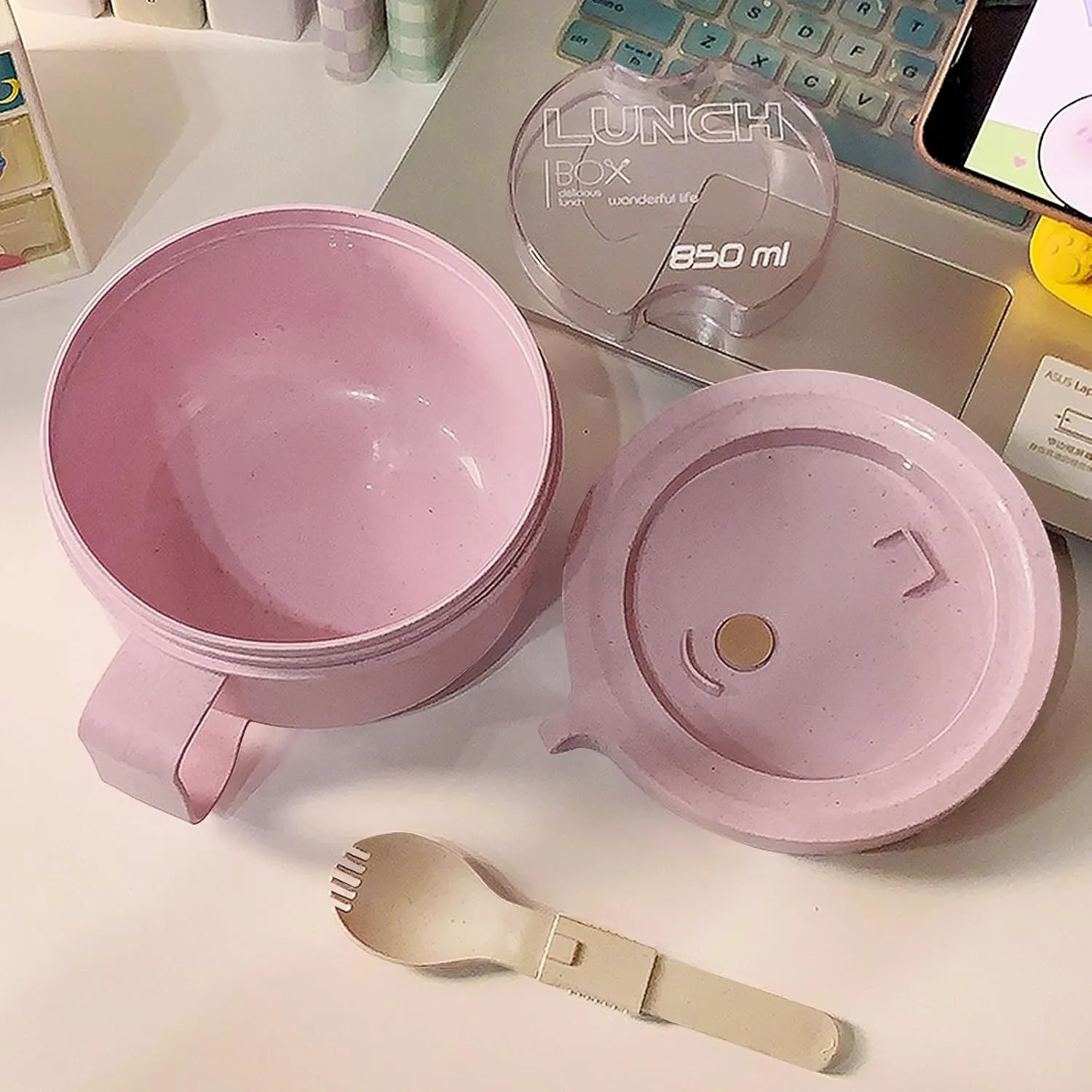 Wheat Straw Microwave Ramen Bowl Set Noodle Bowls,Microwave Safe Instant Noodles Soup Bowls, Easy-Grip Design for On-the-Go, for Soup Oatmeal Gumbo Salad Rice Cereal & More - BPA-Free(Pink)