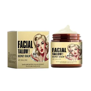 Whipped Beef Tallow and Honey Balm, Grass Fed Grass Finished Face Cream, Beef Tallow Balm for Skin Care Tallow and Honey Cream,Natural Moisturizer for Face & Body (1)