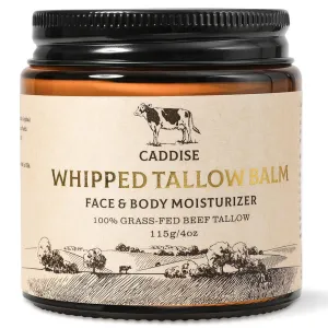 Whipped Beef Tallow for Skin – 100% Grass-Fed Handmade Cream Moisturizer for Face & Body, Natural with Honey, Shea Butter, Jojoba Oil, Non-Greasy, Nourishing for Men, Women, Kids, 4 Oz