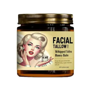 Whipped Tallow Honey Balm, Advanced Tallow and Honey Balm, Whipped Beef Tallow and Manuka honey balm, Beef Tallow for Skin, Moisturizing Skincare Natural Ingredients Suitable for All Skin Types (1PC)