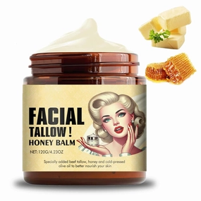 Whipped Beef Tallow and Honey Balm, Beef Tallow Balm for Skin Care Tallow and Honey Cream, Grass Fed Grass Finished Face Cream, Natural Moisturizer for Face & Body(1PCS*120g)