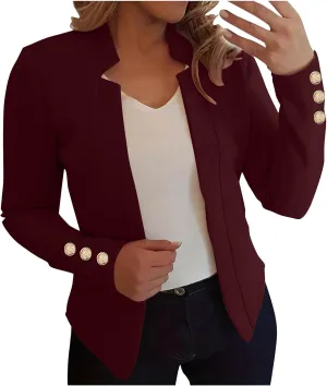 Women's Shawl Blazer Suit Jacket Solid Color Casual Fashion Long Sleeved Open Front Cardigan Jacket Coat Tops