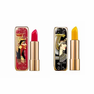 Xaena 2 Colors Matte Lipstick The British Museum Egypt Series Color Changing Lipstick Luxury Satin Lipstick Long-Lasting Vegan Cruelty-Free Temperature Color Change Lip Gloss (2 PCS)