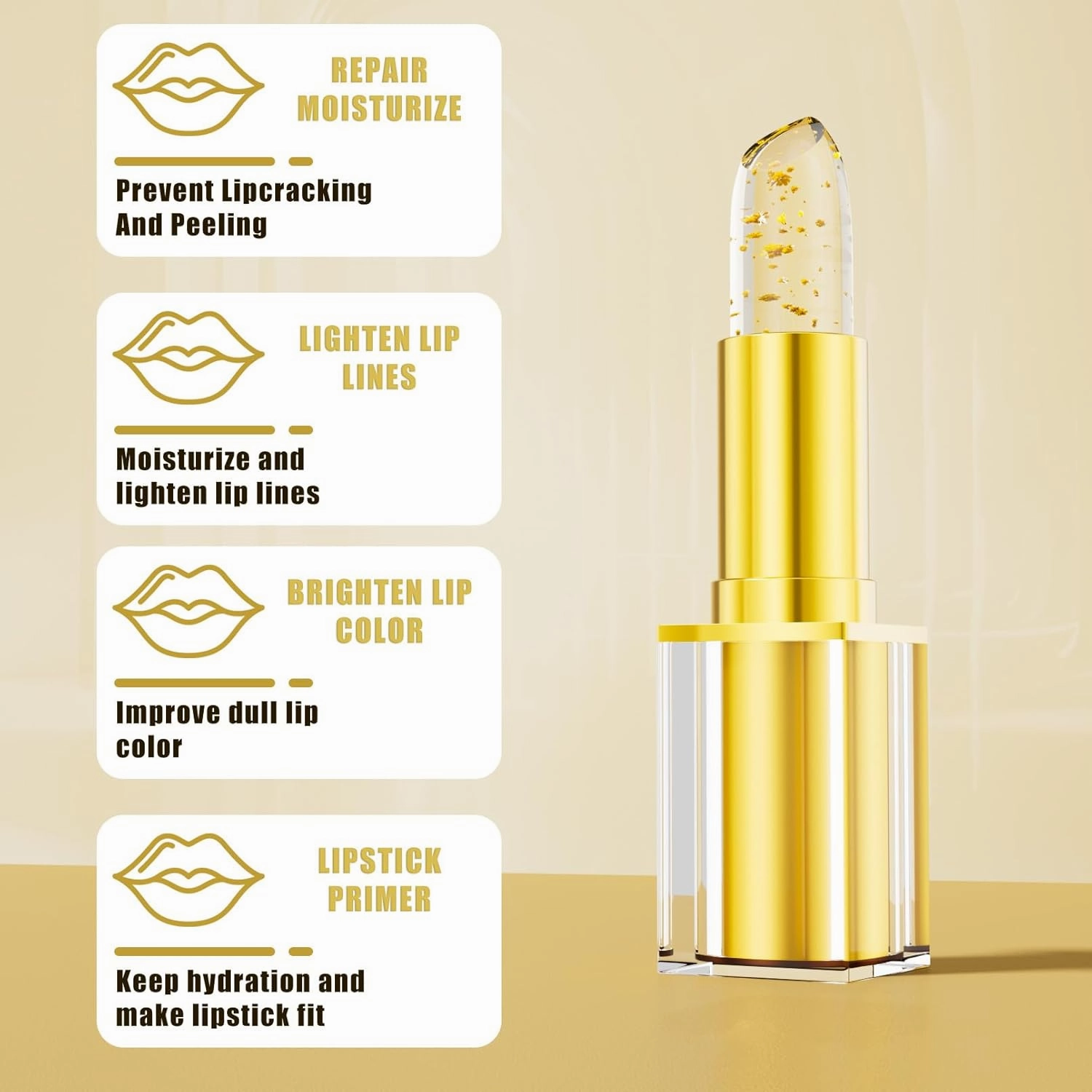 XIRUJNFD Transferproof Color-Changing Lipstick, Transferproof Long Lasting 24h, PH Lipstick Color Changing, Moisturizing Glossy Shine Lip Gloss Gold Foil For Women (02# Silver Foil)