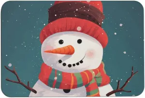 Xmas Snowman Bath Mat Soft Velvet Bath Rugs with Rubber Backing Door Mat 23.6 X 15.7 Inches Non Slip Quick Dry Bathroom Mat Absorbent Welcome Mat for Muddy Wet Shoes and Paws