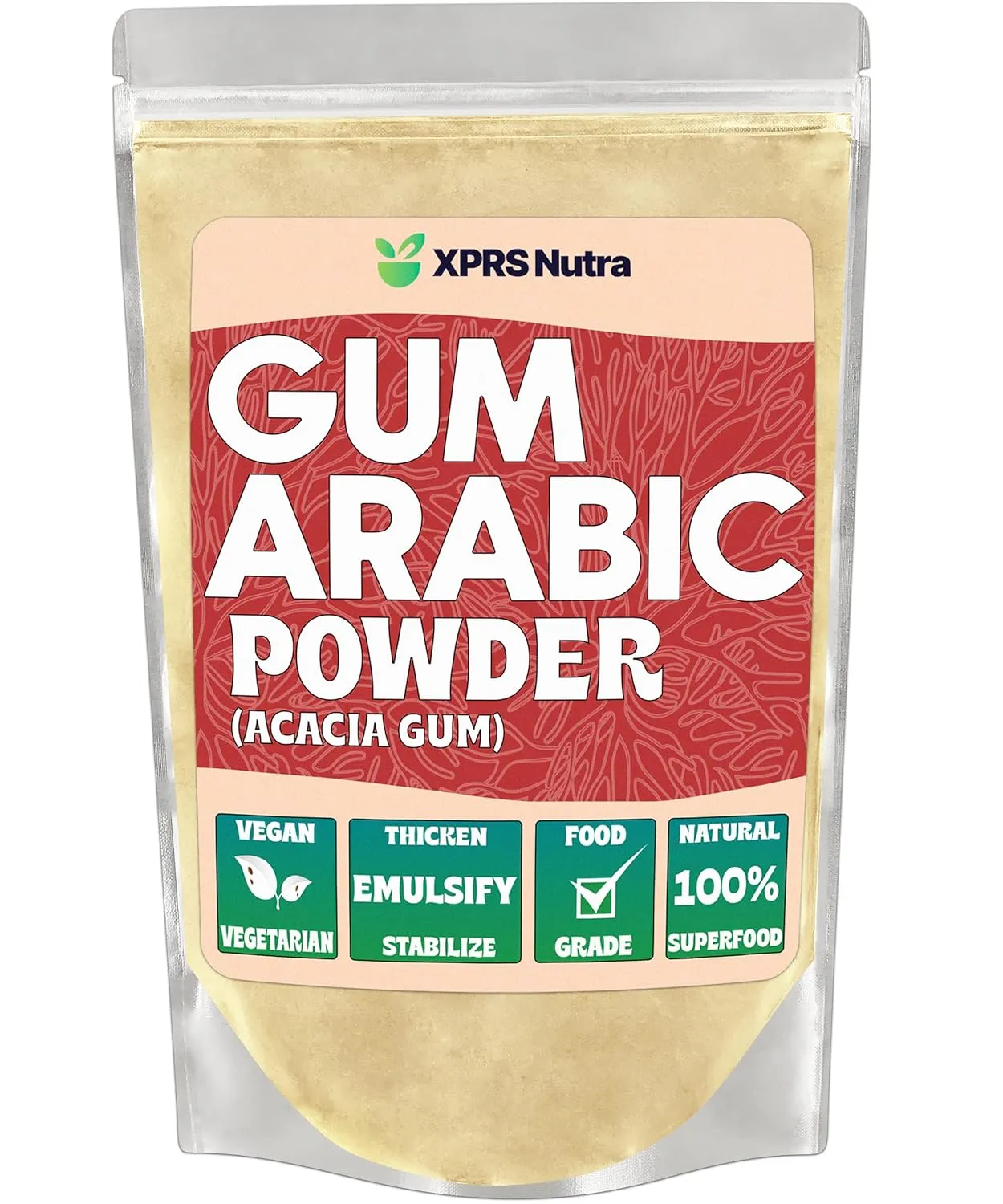 XPRS Nutra Gum Arabic Powder - Premium Acacia Gum Powder 1 Pound - Food Grade Powdered Gum Powder Arabic Gum Arabic for Watercolor Paint - Arabic Gum Powder for Baking and More