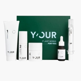 Y’OUR Anti-Aging Skincare System: Lip Balm Gift Inside; Smoothing Cleanser, Antioxidant Day Cream, Perfecting Serum, Recovery Night Cream & Advanced Retinol Eye Cream. Made in USA
