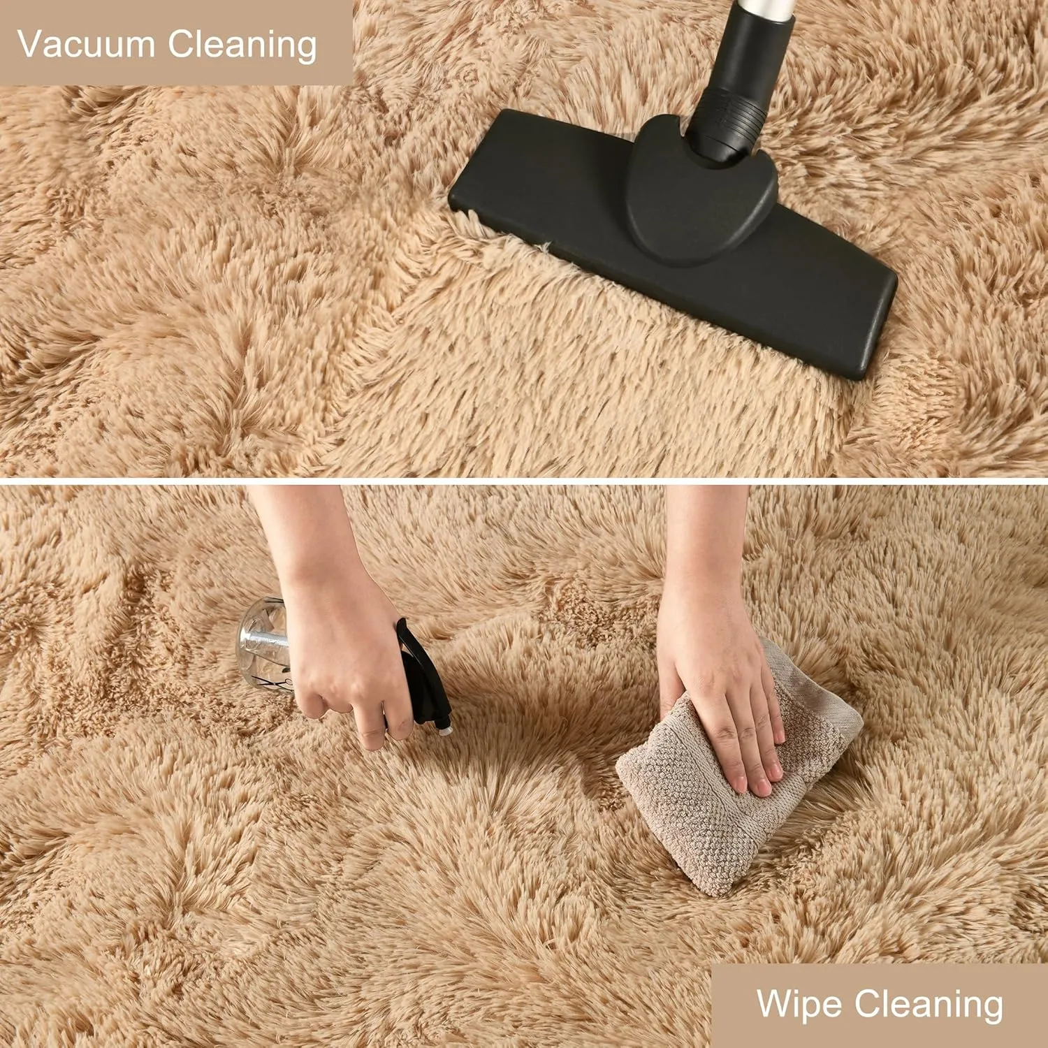 YJ.GWL Fluffy Runner Rugs for Bedroom Living Room Soft Shag Rug 2x6 Feet, Beige Plush Carpet Non Slip for Nursery Dorm, Fuzzy Bedside Rug for Kids Boys Room Home Decor