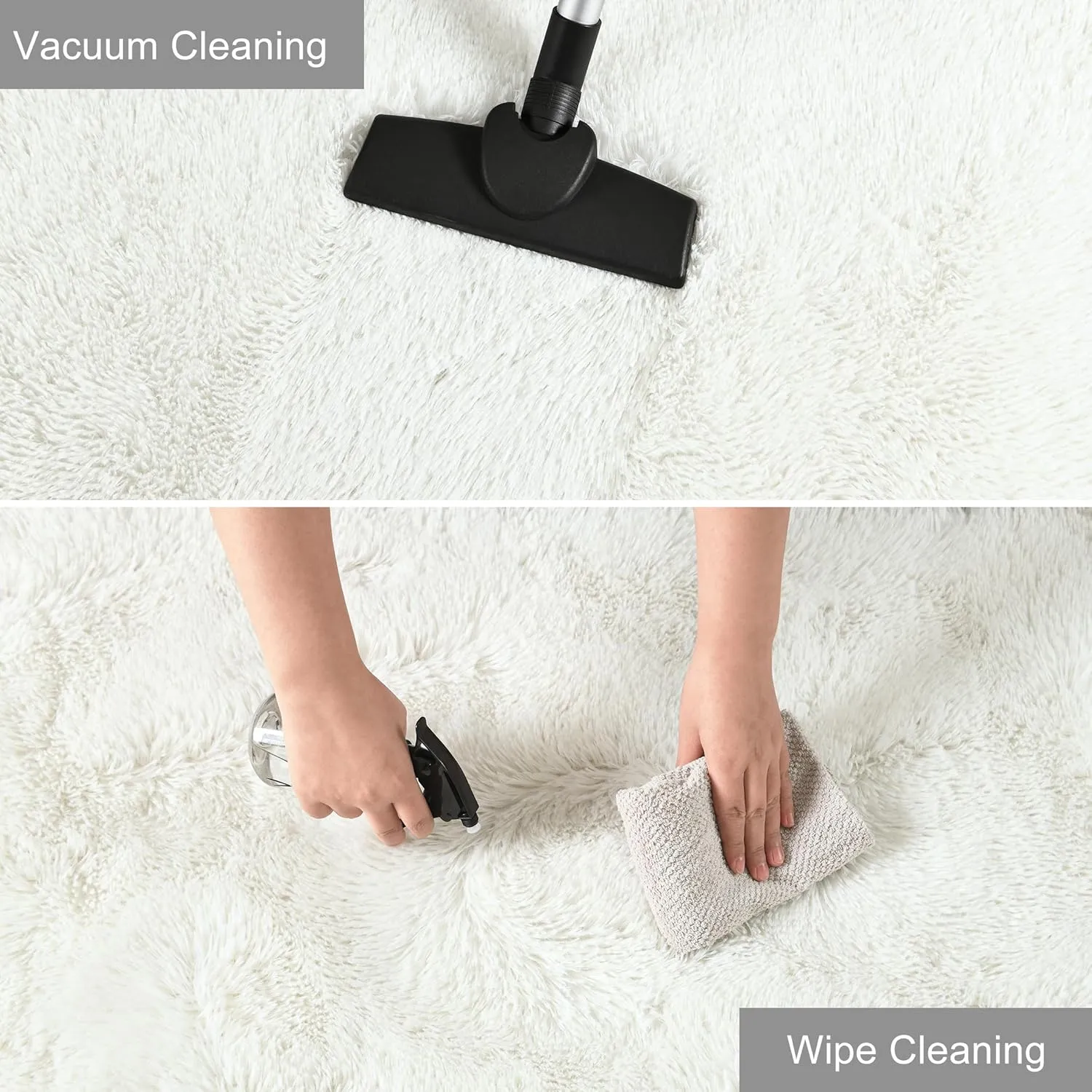 YJ.GWL Fluffy Runner Rugs for Bedroom Living Room Soft Shag Rug 2x6 Feet, Cream Plush Carpet Non Slip for Nursery Dorm, Fuzzy Bedside Rug for Kids Boys Room Home Decor