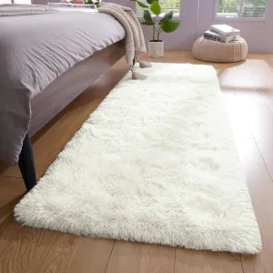 YJ.GWL Fluffy Runner Rugs for Bedroom Living Room Soft Shag Rug 2x6 Feet, Cream Plush Carpet Non Slip for Nursery Dorm, Fuzzy Bedside Rug for Kids Boys Room Home Decor