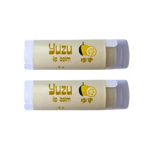 Yuzu Citrus Lip Balm - Pack of 2 - with Shea Butter, Castor Oil, Sunflower Oil, Vitamin E - Handcrafted in Small Batches