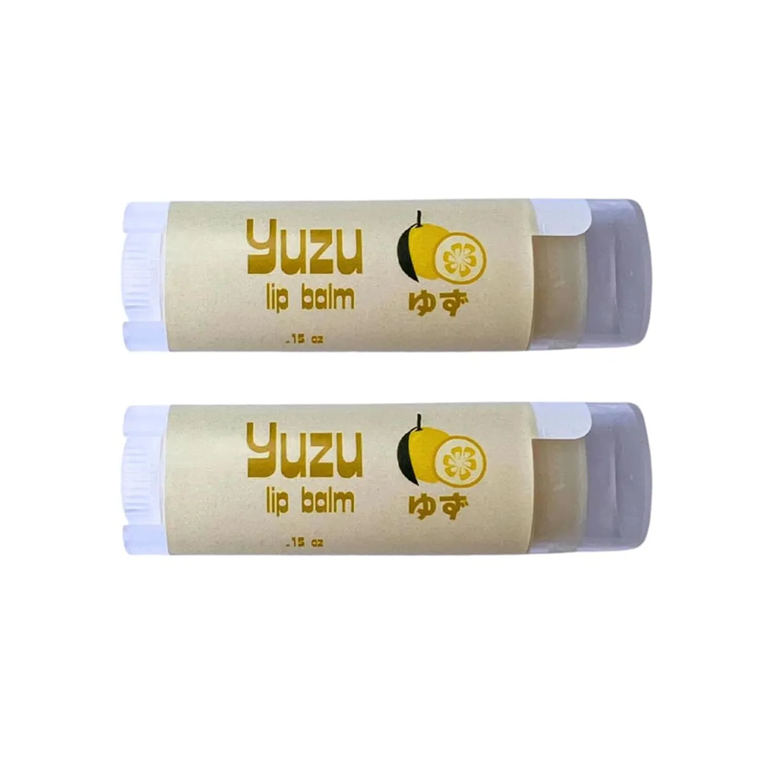 Yuzu Citrus Lip Balm - Pack of 2 - with Shea Butter, Castor Oil, Sunflower Oil, Vitamin E - Handcrafted in Small Batches