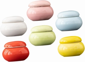 Zerodeko 6pcs Mini Ceramic Tea Jars Compact Storage Containers for Lip Balm Creams and Cosmetics Porcelain Design for Use