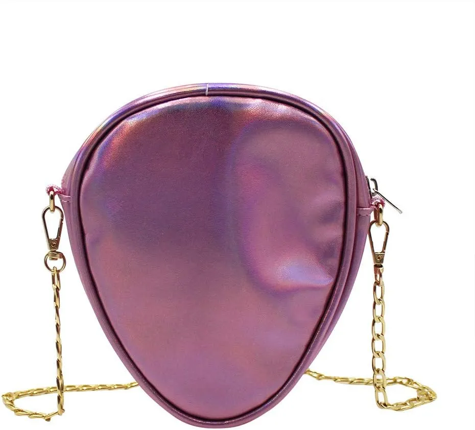 ZGMYC Alien Pattern Hologram Crossbody Bag Glitter Shoulder Purse with Chain Strap for Kids Teen Girls Women