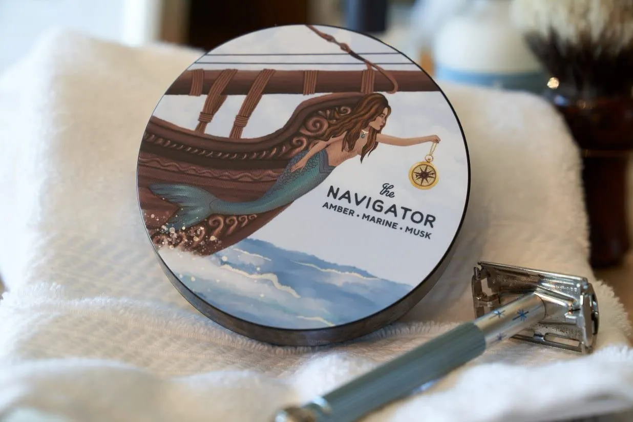 Zingari Man - The Navigator Shave Soap - Smooth Glide Grooming Accessories for Men - Super Strength No Bump Cream and Skin Tight Lotion for the Sophisticated Young or Old Man - 5oz Jar