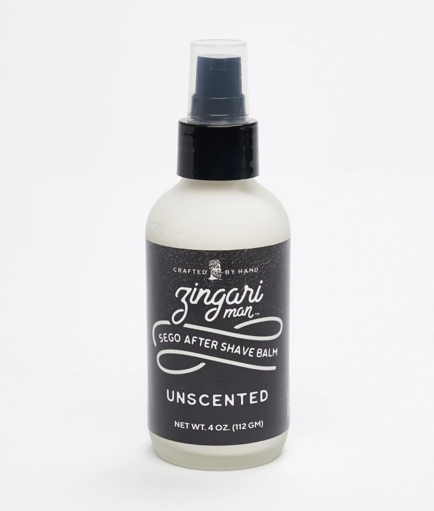 Zingari Man After Shave Balm - Unscented Sego Aftershave - Post Shave Care Treatment, Aftershave Lotion Cream for Men - Hydrate, Soften, Soothe Irritated Skin, Razor Bumps on Face, 4oz